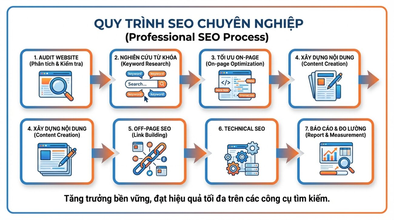 Quy trình thực hiện dịch vụ SEO chuyên nghiệp