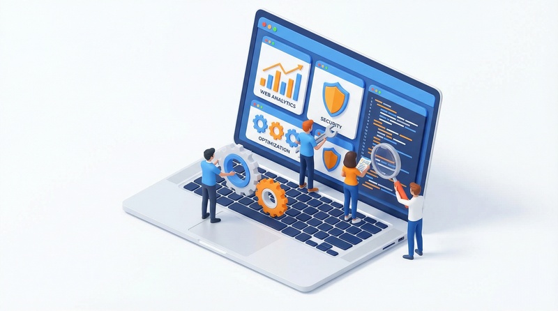 Đội ngũ chuyên gia chăm sóc website với analytics, security và optimization