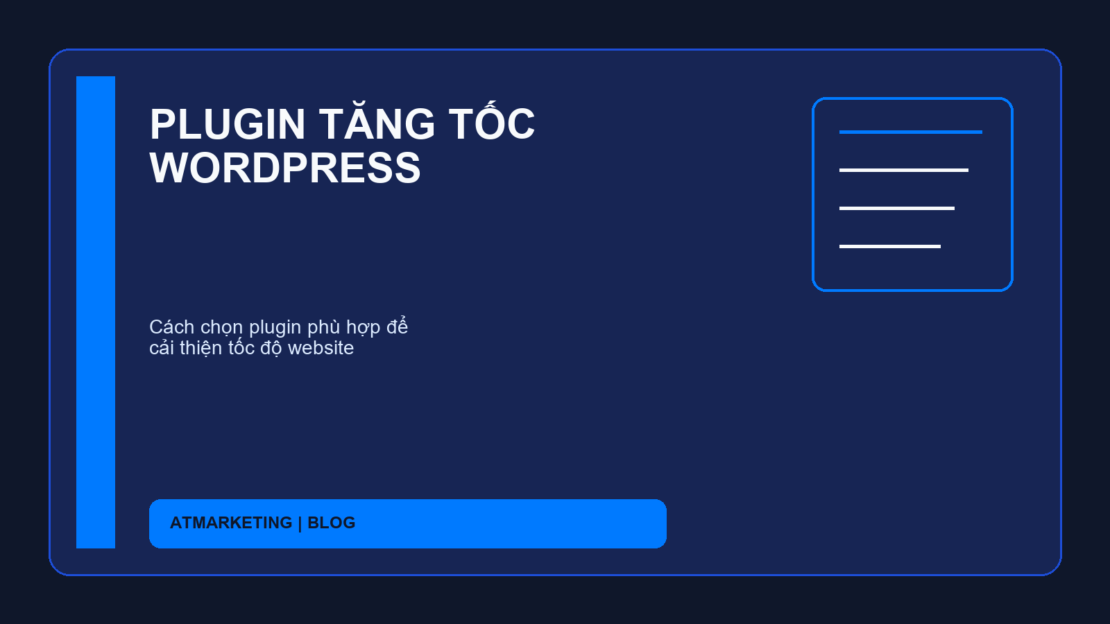 PLUGIN TĂNG TỐC WORDPRESS
