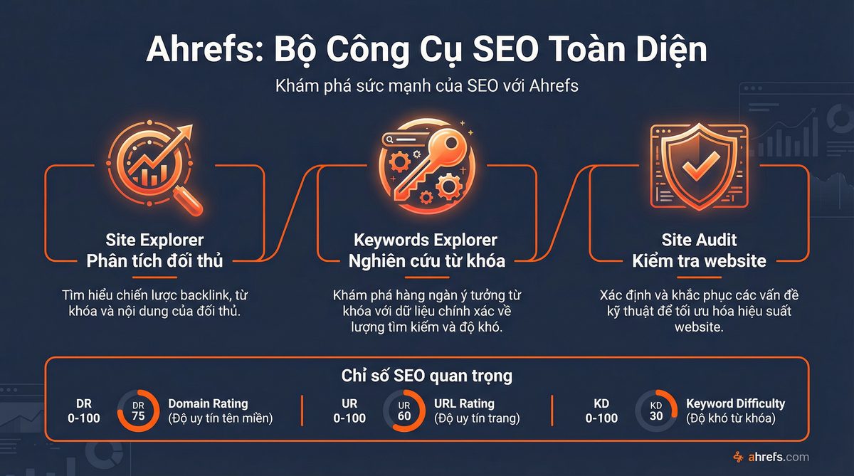 Ahrefs Bộ Công Cụ SEO Toàn Diện - Site Explorer, Keywords Explorer, Site Audit