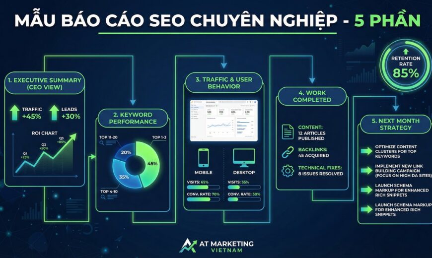 Mẫu Báo Cáo SEO Chuyên Nghiệp 5 Phần - Retention Rate 85%