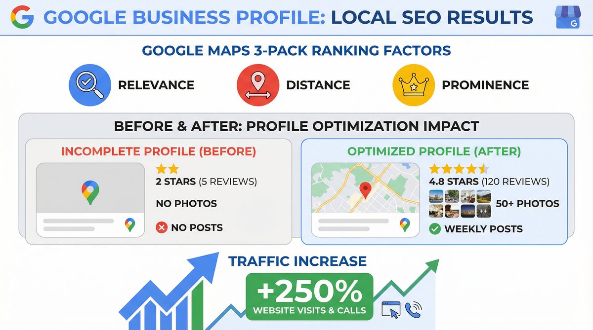 Kết quả tối ưu Google Business Profile - tăng 250% traffic