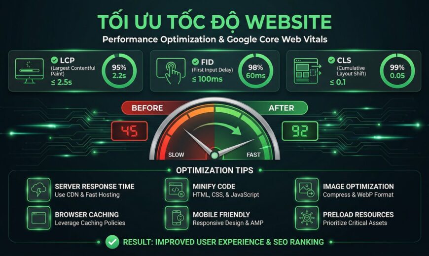Tối ưu tốc độ website - Core Web Vitals và PageSpeed từ 45 lên 92