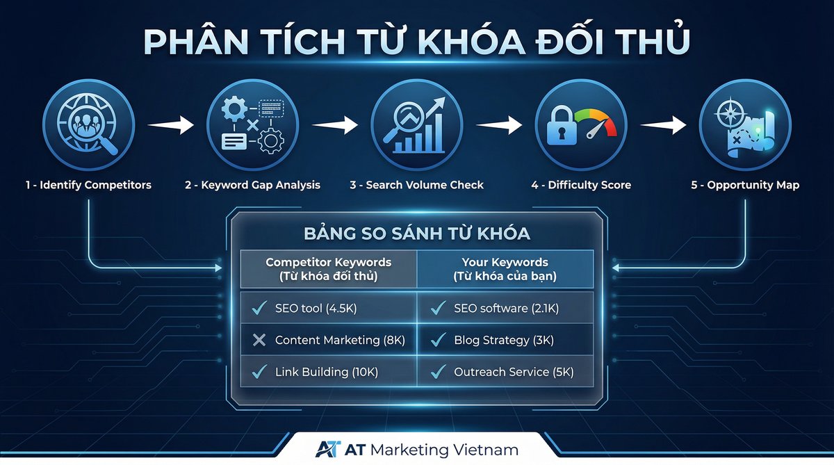 Quy trình 5 bước phân tích từ khóa đối thủ cạnh tranh chuẩn SEO