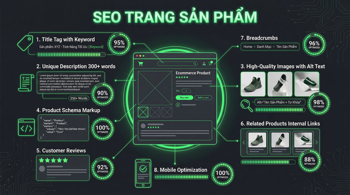 8 yếu tố SEO trang sản phẩm chuẩn 2026