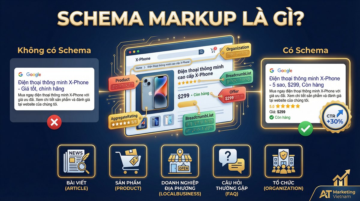 Schema Markup là gì - So sánh kết quả tìm kiếm có và không có Schema