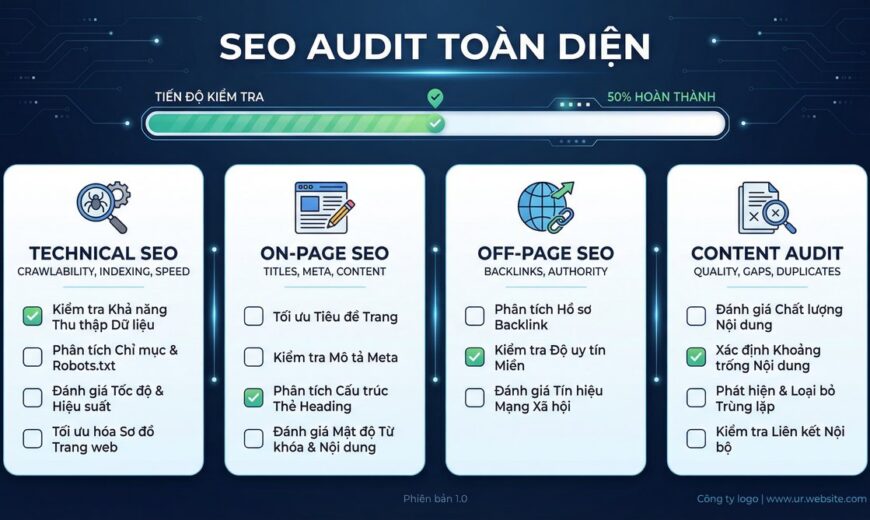 SEO Audit toàn diện - 4 hạng mục kiểm tra website chuẩn 2026