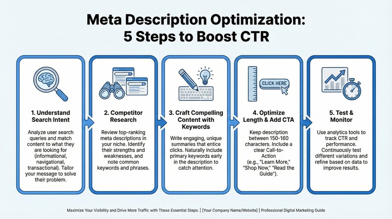 Quy trình 5 bước tối ưu Meta Description để tăng CTR