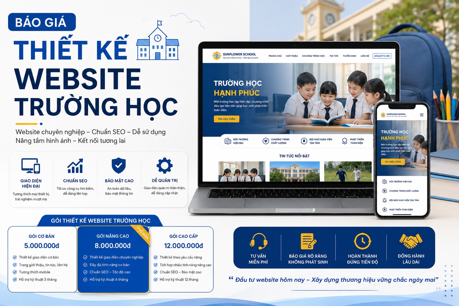 BÁO GIÁ THIẾT KẾ WEBSITE TRƯỜNG HỌC