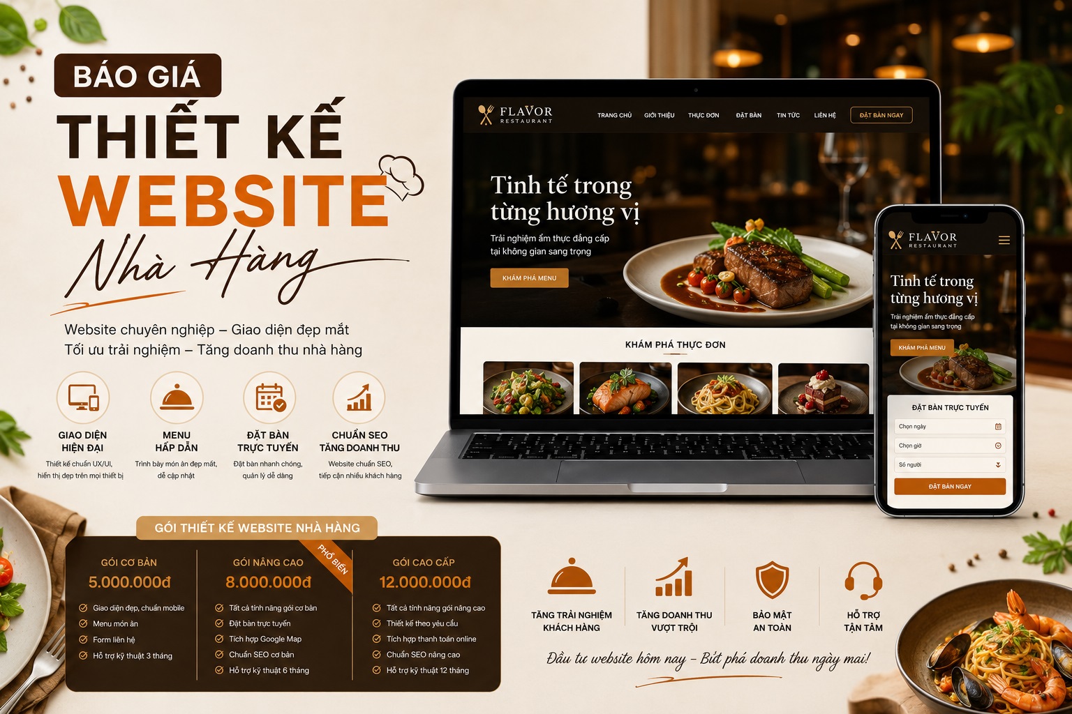 Báo Giá Thiết Kế Website Nhà Hàng