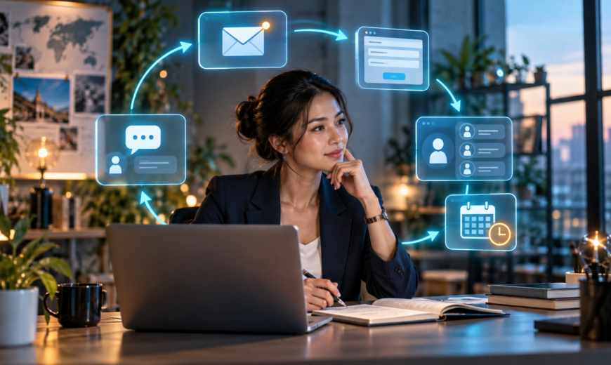 Ảnh minh họa quy trình marketing automation đa kênh có nhân sự giám sát