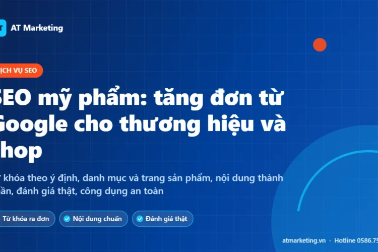 Ảnh bìa dịch vụ SEO mỹ phẩm: từ khóa theo ý định, tối ưu danh mục, nội dung thành phần và đánh giá thật