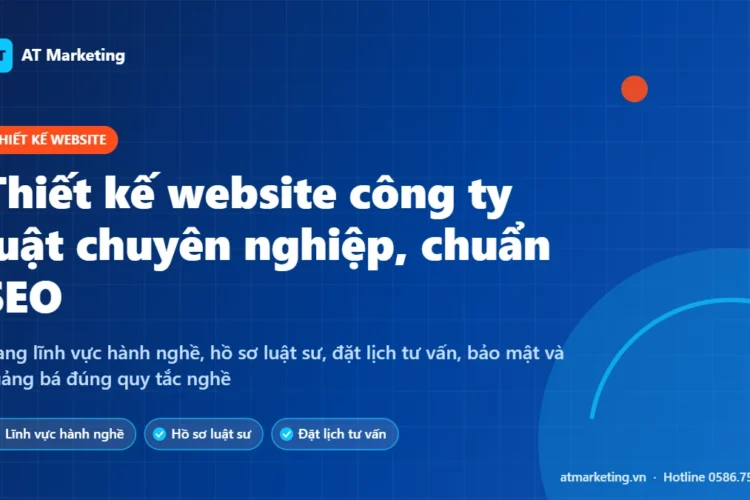 Ảnh bìa thiết kế website công ty luật, văn phòng luật sư chuẩn SEO: lĩnh vực hành nghề, hồ sơ luật sư, đặt lịch