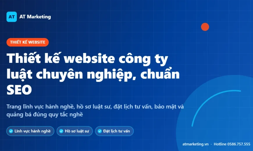 Ảnh bìa thiết kế website công ty luật, văn phòng luật sư chuẩn SEO: lĩnh vực hành nghề, hồ sơ luật sư, đặt lịch