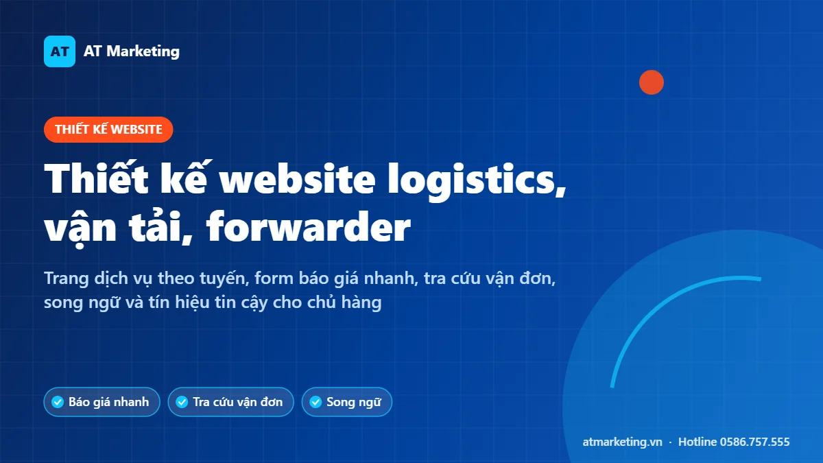 Ảnh bìa thiết kế website logistics, vận tải, forwarder có form báo giá nhanh và tra cứu vận đơn