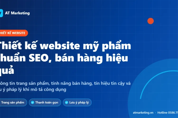 Ảnh bìa thiết kế website mỹ phẩm chuẩn SEO: trang sản phẩm, thanh toán, tín hiệu tin cậy và lưu ý pháp lý