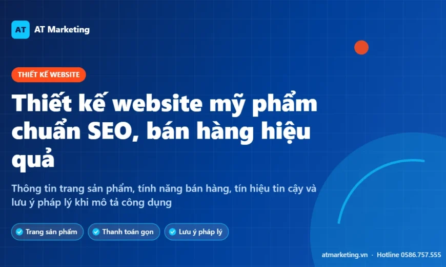 Ảnh bìa thiết kế website mỹ phẩm chuẩn SEO: trang sản phẩm, thanh toán, tín hiệu tin cậy và lưu ý pháp lý